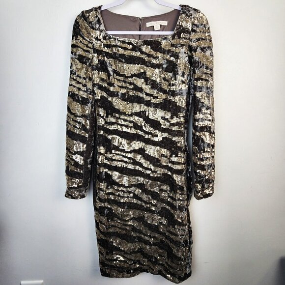 Boston‎ Proper Gray Velvet Sequin Holiday Dress Size 5 Long Sleeve Glam Holiday - Picture 1 of 6